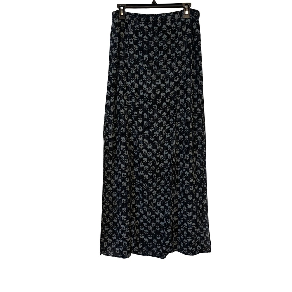 Michael Michael Kors Women's Maxi Skirt 10 Black Gray Floral Slit